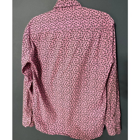 STYLISH DAST CARDIN MENS PINK AND GRAY LONG SLEEVE BUTTON UP SHIRT SIZE LARGE - Picture 2 of 12